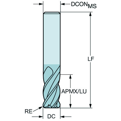 Sandvik Coromant 2S340-2000-300-MA 1640CoroMill Plura, volhardmetalen vingerfrees voor zijvlakfrezen met hoge voeding