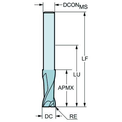 Sandvik Coromant 2S221-1200-150-NG H10FCoroMill Plura, volhardmetalen vingerfrees voor grote spaanverwijdering