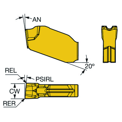 Sandvik Coromant QD-LE-0200-0801-CO 1125CoroCut QD, wisselplaat voor afsteken