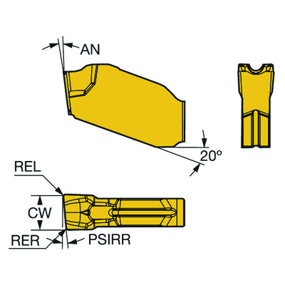 Sandvik Coromant QD-RF-0250-0801-CO 1145CoroCut QD, wisselplaat voor afsteken