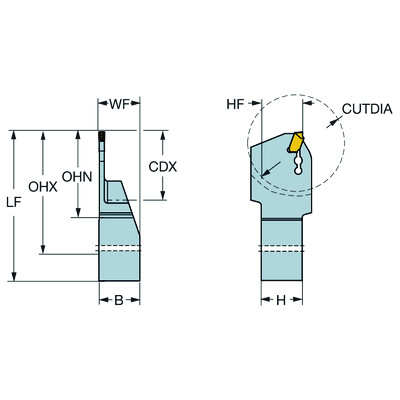 Sandvik Coromant QD-LFE20-1616SCoroCut QD, schachtgereedschap voor afsteken en groefsteken