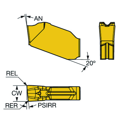 Sandvik Coromant QD-RF-0250-0502-CM 1135CoroCut QD, wisselplaat voor afsteken