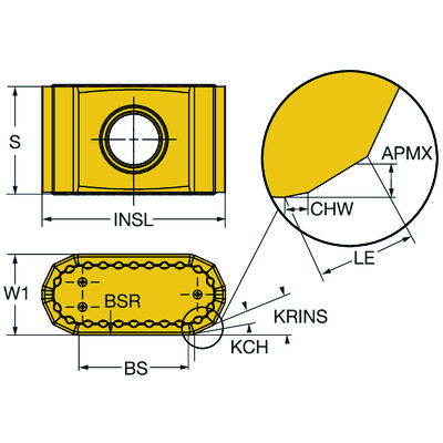 Sandvik Coromant 425N-1707E-KLW12 1010CoroMill 425, wisselplaat voor frezen