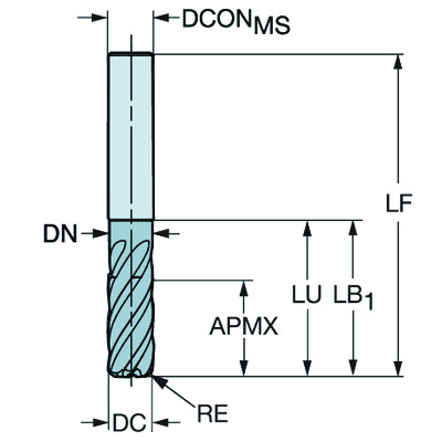 Sandvik Coromant 2F342-1000-050-PC 1730CoroMill Plura, volhardmetalen vingerfrees voor heavy duty frezen