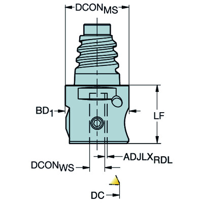 Sandvik Coromant EH25-R824XS08-013Coromant EH naar CoroTurn XS-adapter