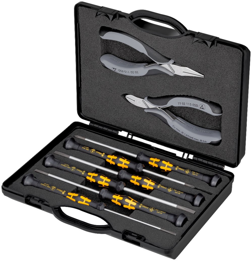 KNIPEX 002018 ESD PRECISIE SCHR. DR + TANGEN SET