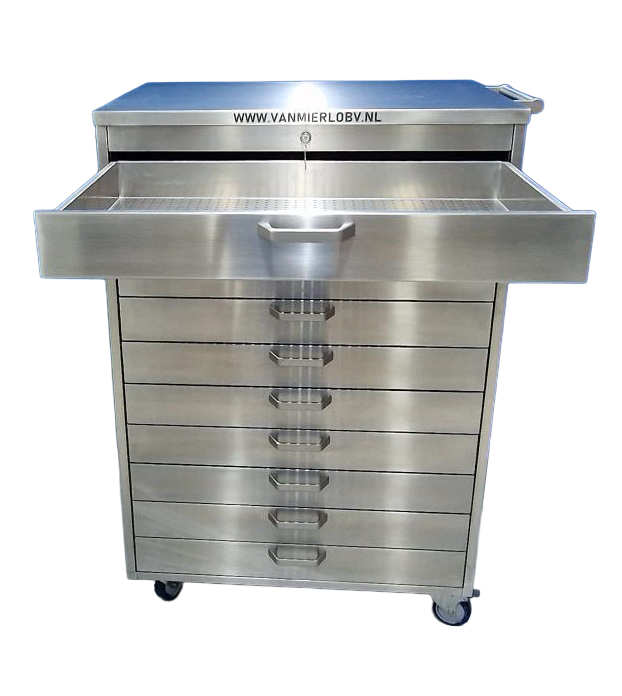 RVS Tooltrolley - 10 Lades  885x600/665x1200/1235